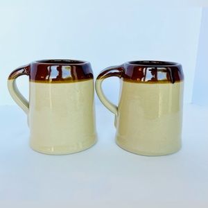 Set of 2 Vintage Maple Leaf USA Stein Mug, Glazed Stoneware .5 Liter